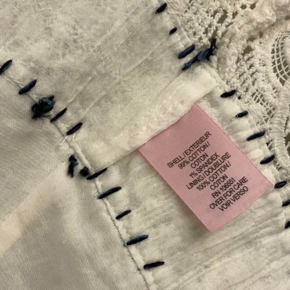 Calypso St. Bart Swimsuit Cover-Up Dress with Lace and Blue Embroidery - Picture 8 of 8